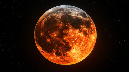 blood red moon eclipse over dark starry night sky -  astronomic event, outer space, celestial body, lunar eclipse, science fiction, celestial landscape