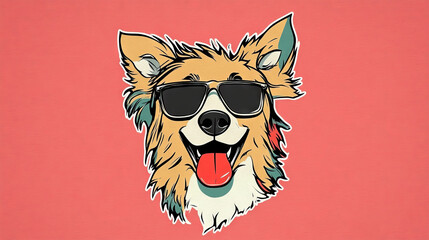 Wall Mural - Cool dog wearing sunglasses.