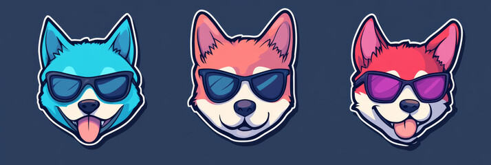 Sticker - Three cartoon dogs wearing sunglasses