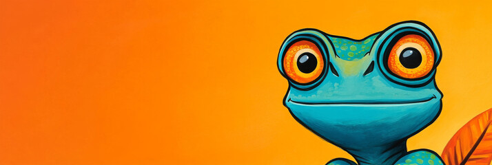 Sticker - A cartoon frog with large orange eyes smiles at the viewer.