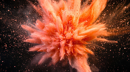 Wall Mural - a large orange-peach explosion of dust and debris. the concept of orgasm. the birth of a star. the b