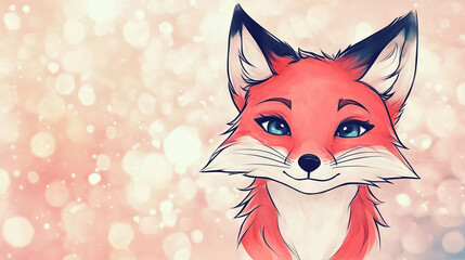 Sticker - Cute fox with big blue eyes.