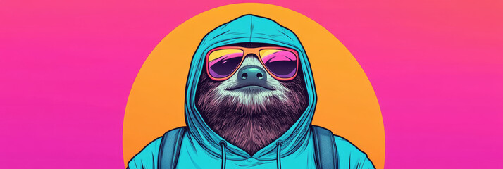 Sticker - Cool sloth wearing sunglasses and a hoodie.