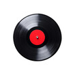 © PTC_KICKCAT - Vinyl record with a red center on a white isolated background.