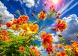 © Danicha - Vibrant blooming esperanza flowers sway gently in the breeze, radiating warmth and optimism against a serene blue sky