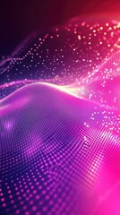 Wall Mural - a vibrant abstract background with flowing waves and glowing particles in pink and purple tones, per