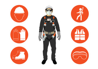 safety equipment, construction concept, White safety hard hat. Vector illustration