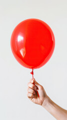 Hand Holding a Glossy Red Balloon