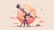 © AI Story - A simple flat vector logo of a telescope  against the sun and nature