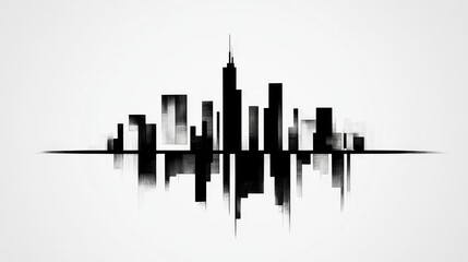 Wall Mural - Black and white city skyline illustration