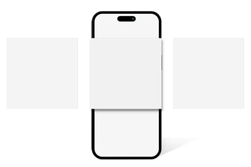 Wall Mural - smartphone mockup with shadow and social media post interface mockup. social media mobile app page t