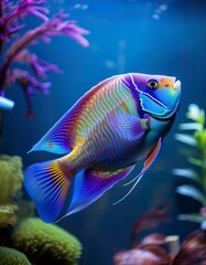 Wall Mural - A colourful fish in aquarium