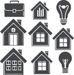 © Printdesign 123 - Real estate agency house set silhouette vector illustration stock image generated AI