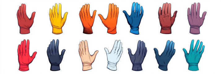 Wall Mural - Colorful set of gloves in different colors.