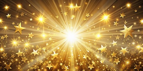 Wall Mural - abstract background with gold light rays and stars, gold, light, rays, stars, abstract, background, 