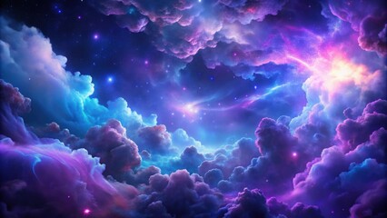 Wall Mural - abstract cosmic clouds in purple and blue hues against a dark background, cosmic, clouds, abstract, 