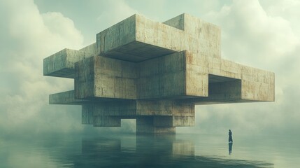 Wall Mural - Abstract Concrete Structure on Water