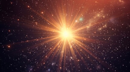 Wall Mural - cosmic light show with stars and a bright sun.