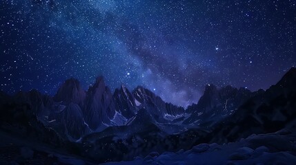Wall Mural - mountain range silhouetted against a stunning night sky, adorned with countless stars and the majest