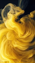 Wall Mural - vibrant yellow smoke against a dark background, creating a dramatic and artistic visual effect, idea