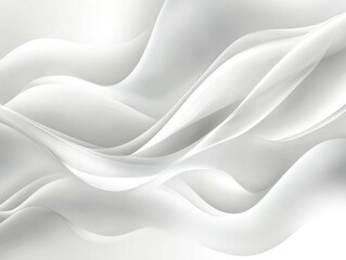 Wall Mural - Abstract waves in soft white tones, creating a smooth, flowing texture.