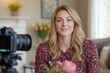 © Shooting Star Std - Young business blogger filming a video for their channel, in a well-decorated home office talking about entrepreneurship
