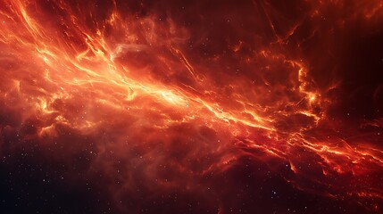 Wall Mural - fiery nebula fills the vast expanse of space, its fiery tendrils radiating outward and illuminating 