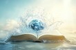 © herman - An open book with pages turning into water, splashing out of the page and forming an earth