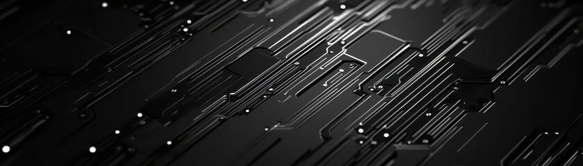 Aufkleber - Abstract Close-Up of a Black Circuit Board with Reflective Lines