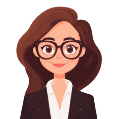 Wall Mural - Cartoon style avatar of a businesswoman, ideal for professional branding or creative projects with a clean backdrop.