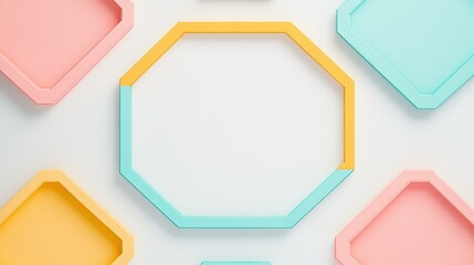 Poster - Explore a stylish collection of 3D geometric frames, featuring octagons, circles, and squares in a modern neumorphism style.