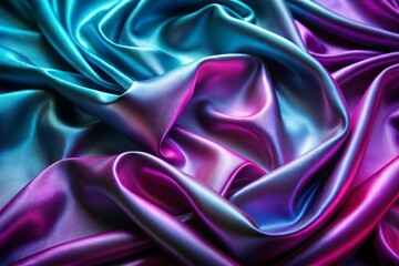 Poster - Close-up of purple and blue silk fabric with smooth texture