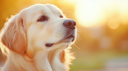 Wall Mural - A fluffy white dog with a cute black nose stands out against a soft, blurred background, radiating joy.