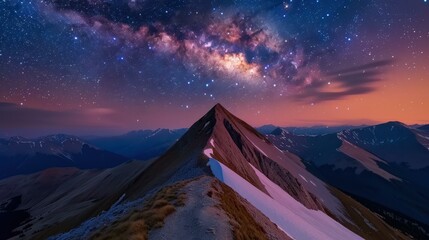 Poster - Experience the stunning night sky above the Carpathians, where stars twinkle and the Milky Way illuminates the mountains.