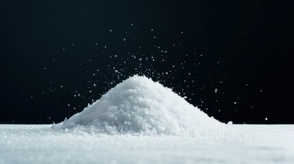 Poster - A soft,  mound of snow stands out against a dark backdrop, capturing the beauty and tranquility of winter.