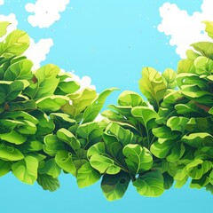 Lush green foliage under a sunny sky