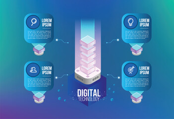 Wall Mural - isometric infographics design 4 options leves or steps for business concept success 3d boxes, can be