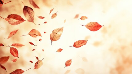 A simple yet elegant design featuring swirling autumn leaves set against a soft, neutral background. This artful composition captures the beauty of fall, adding a warm touch to any space