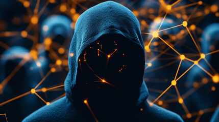 Anonymous Hacker in Network Connection, 3D Illustration