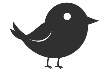 Sticker - Cute Bird Black Silhouette vector art