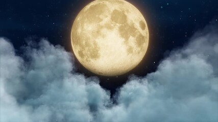 Wall Mural - flying passing night cloud. night clouds and star with the moon in on dark background.