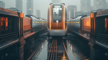 Aufkleber - Magnetic railway urban, futuristic container style structure.