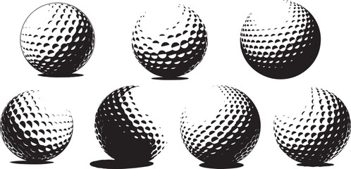 vector golf ball - black and white close-up icon isolated on three-dimensional vector illustration v