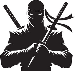 Ninja warrior silhouette vector illustration isolated on a white background