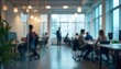 © Robiul - People are working in a blurred workplace behind a glass wall