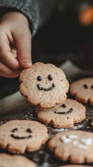 Sticker - A person holding a cookie with a smiley face on it