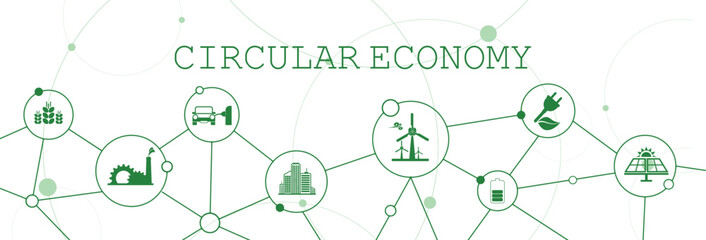 circular economy icons on white background	