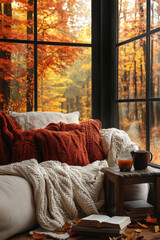 Wall Mural - A cozy corner of the house, perfectly suited for autumn relaxation. AI generative.