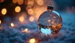 © Premium Art - Sparkling glass bauble reflecting holiday lights in a detailed close-up for a festive and elegant holiday theme.