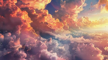 cloudy sky in colorfully illustration for abstract nature background and quotes background